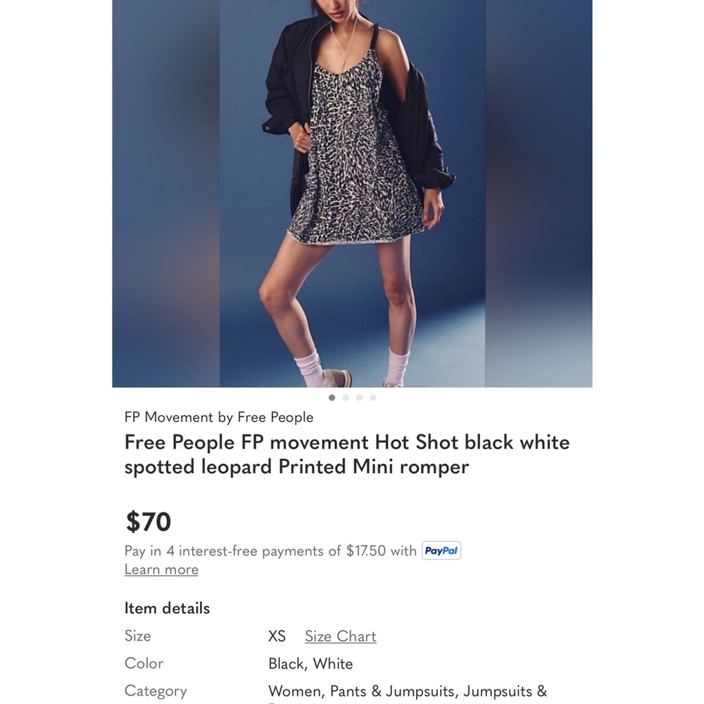 Free People, Hot Shot,  Black and White Leopard Print Romper